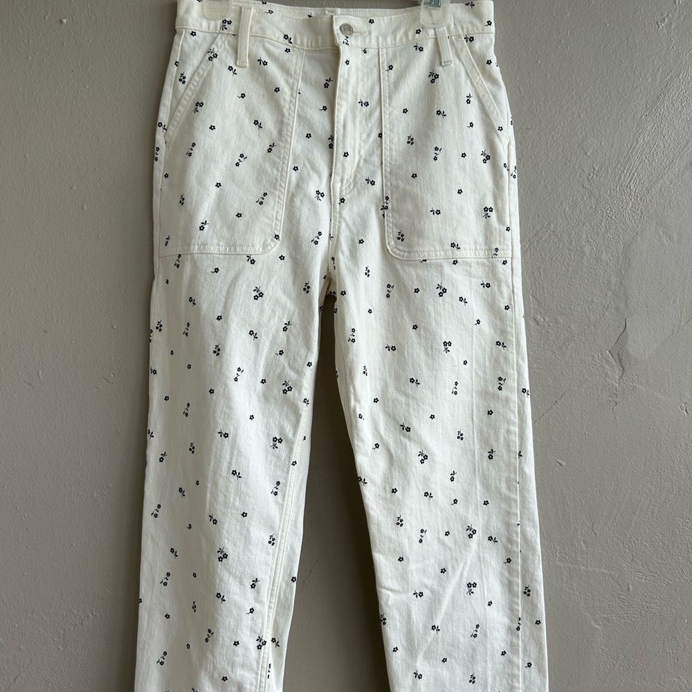 J. Crew  Women's White  Jeans with  Floral Print size 29